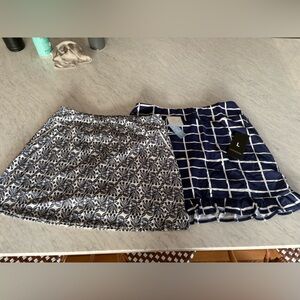 NWT Bundle Tennis Skirts Floral & Plaid Size L  Navy & White